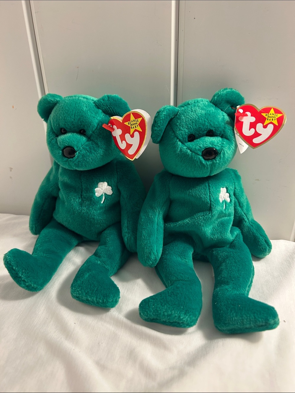 90s Ty Beanie Baby Erin The Bear 1997 Green St Patricks Shamrock Irish teddy LOT